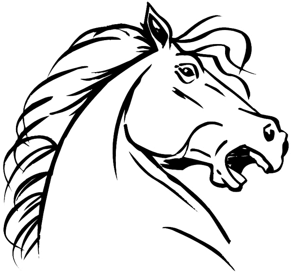 Angry horse head in profile vinyl sticker. Customize on line.      Animals Insects Fish 004-1081  